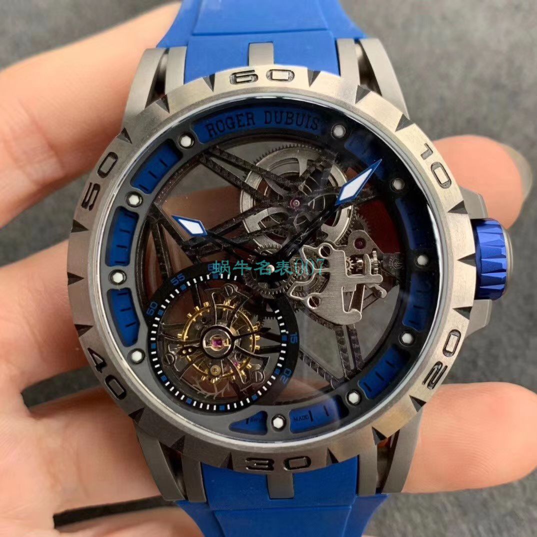 BBR厂顶级复刻高仿陀飞轮罗杰杜彼EXCALIBUR（王者系列）系列RDDBEX0479蓝面表带腕表 / LJ066