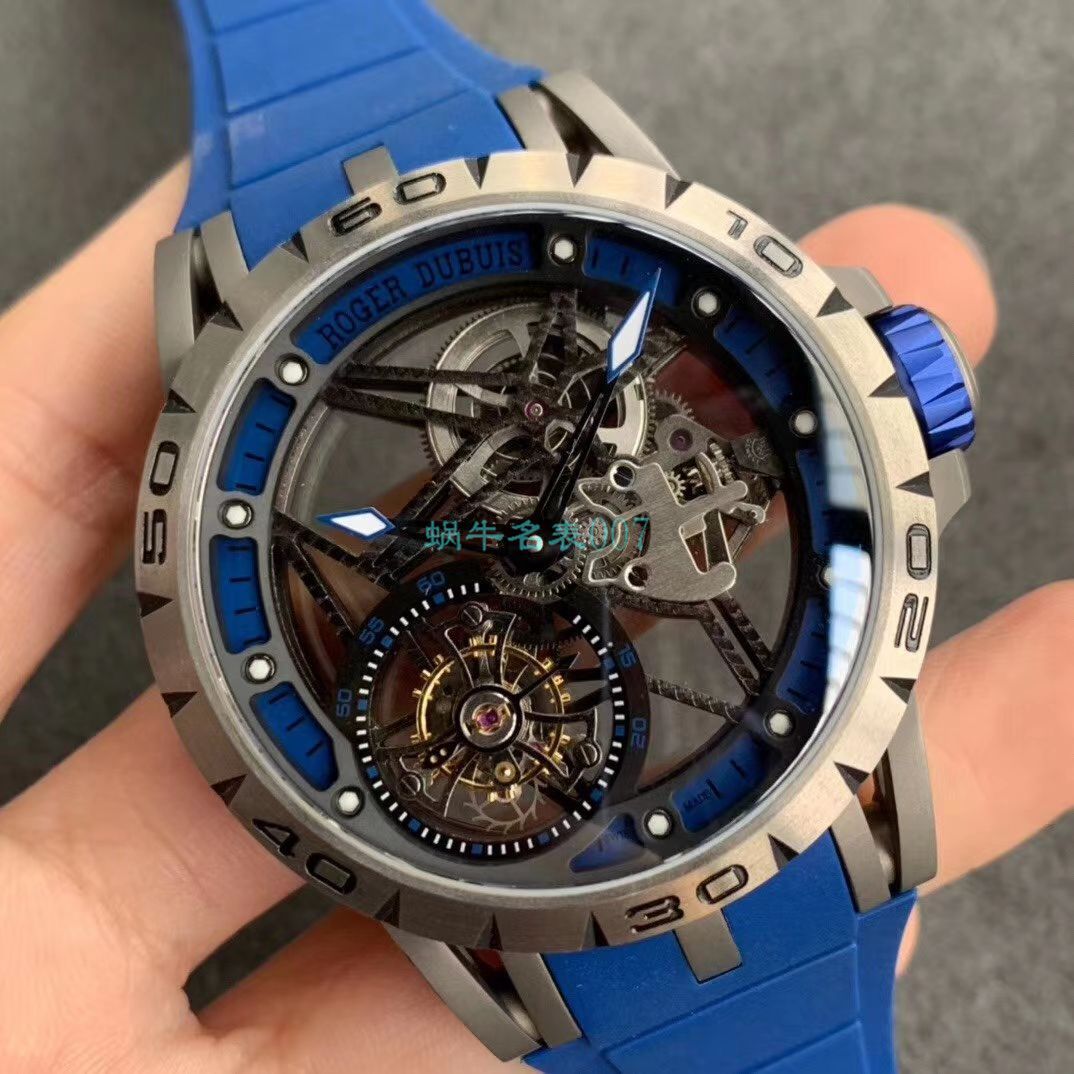 BBR厂顶级复刻高仿陀飞轮罗杰杜彼EXCALIBUR（王者系列）系列RDDBEX0479蓝面表带腕表 / LJ066