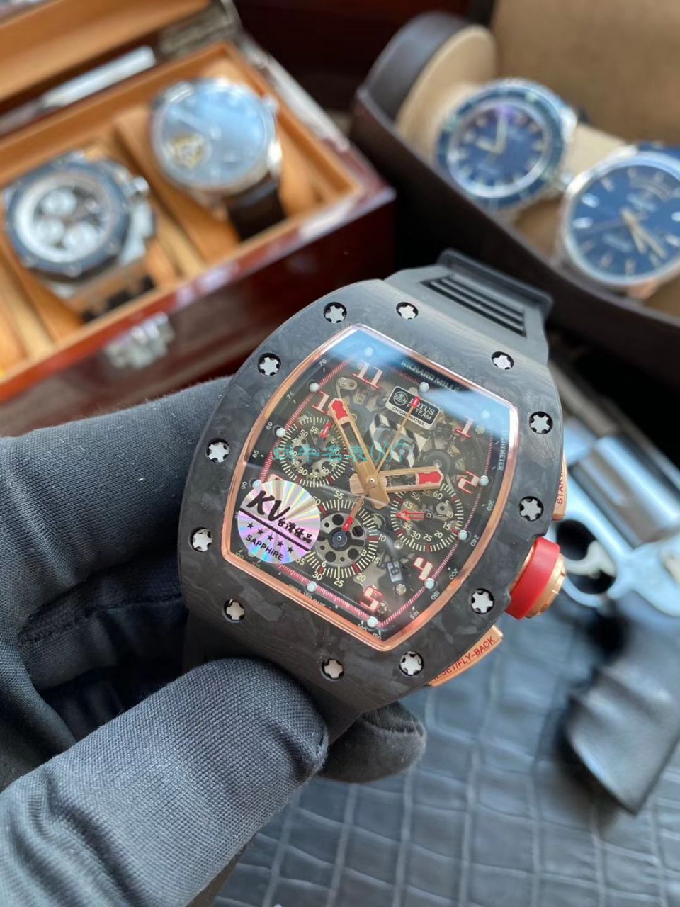KV厂V2升级版理查德米勒复刻高仿锻造碳纤维RM 011 LOTUS F1 TEAM腕表 / KVRM011V2A