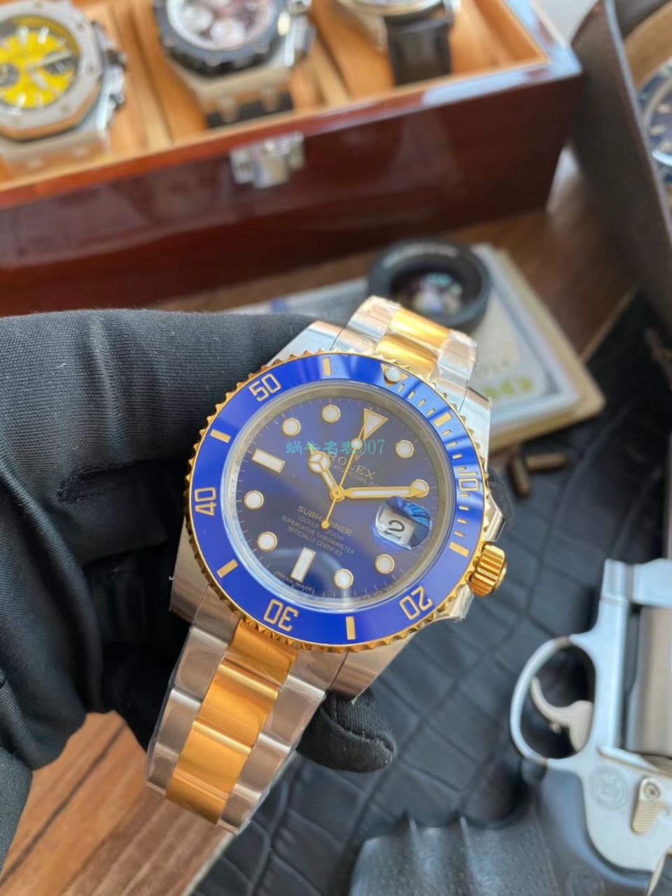 VR厂劳力士复刻高仿包金手表潜航者型间金蓝水鬼116613LB-97203 蓝盘腕表 / R613