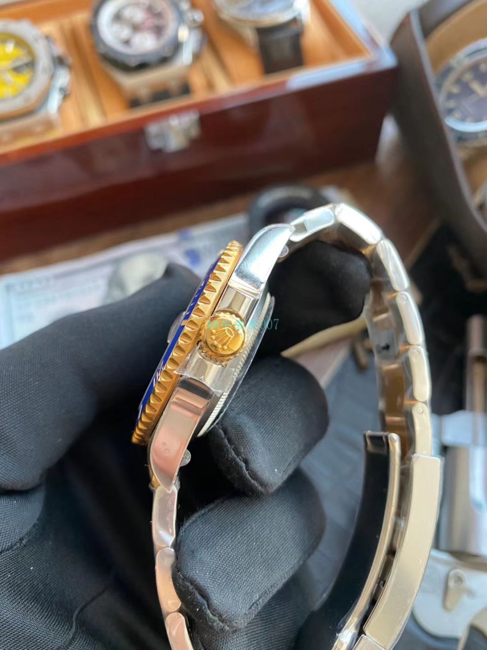 VR厂劳力士复刻高仿包金手表潜航者型间金蓝水鬼116613LB-97203 蓝盘腕表 / R613
