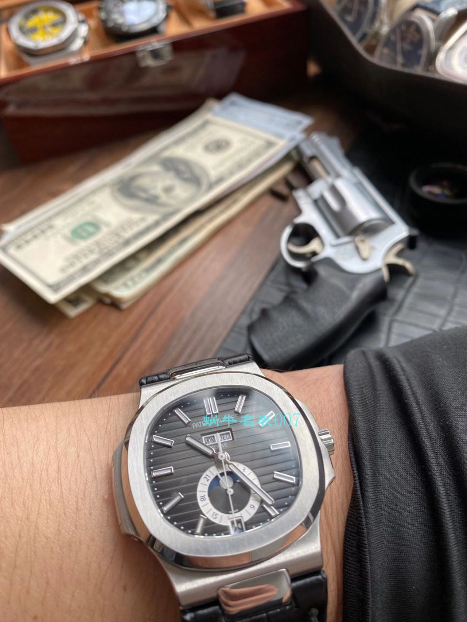 GR厂高仿百达翡丽PatekPhilippe手表多少钱鹦鹉螺V2真月相5726/1A-014皮带款 / BD326