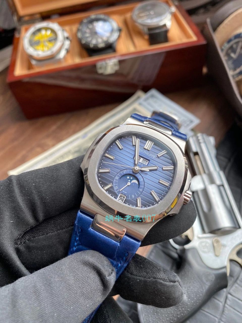 GR厂高仿百达翡丽PatekPhilippe手表多少钱鹦鹉螺V2真月相5726/1A-014皮带款 / BD326