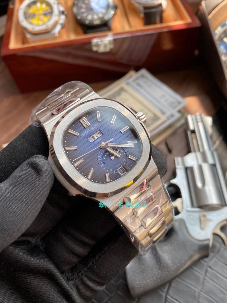 GR厂高仿百达翡丽PatekPhilippe手表多少钱鹦鹉螺V2真月相5726/1A-014皮带款 / BD326