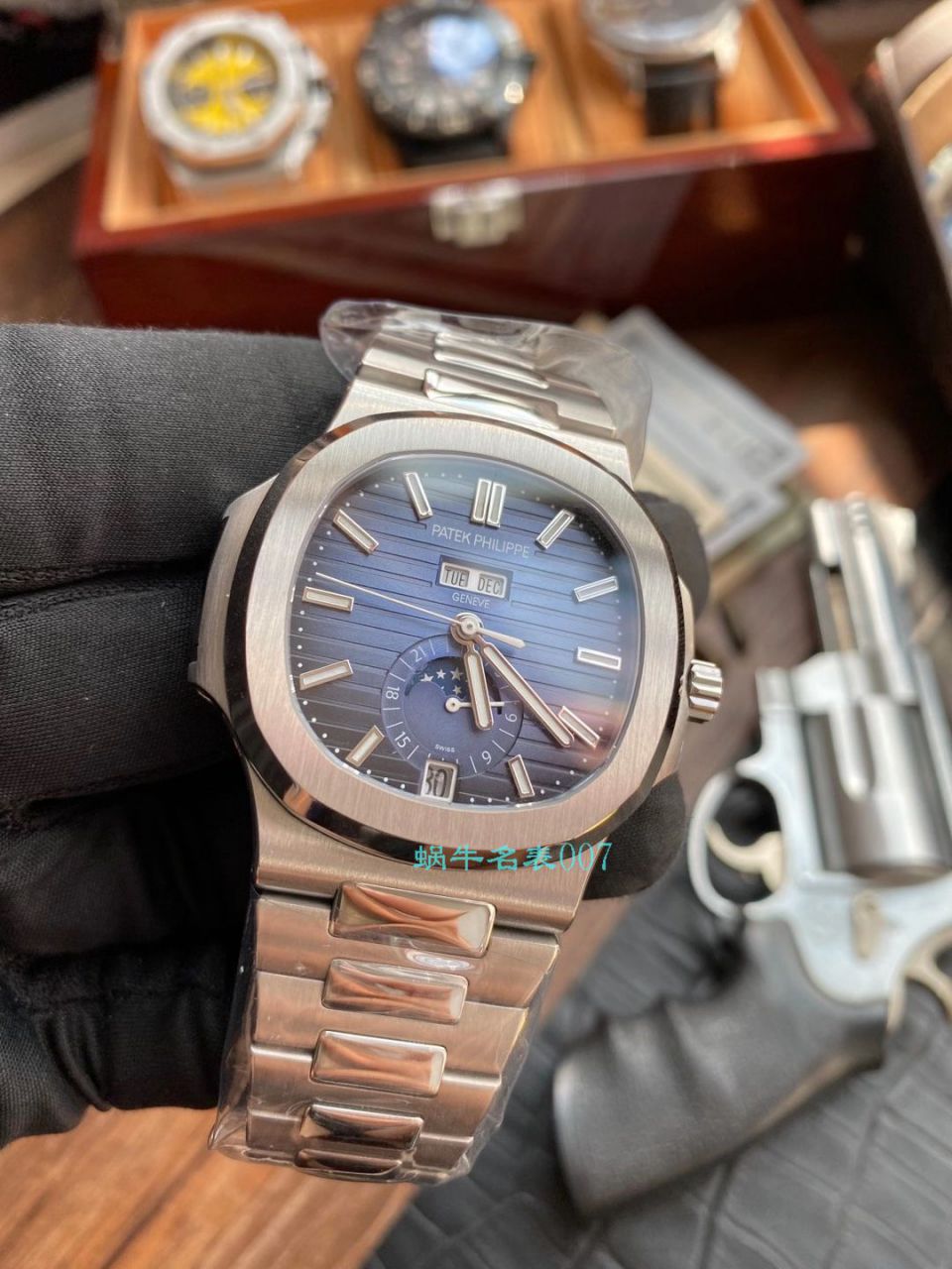 GR厂高仿百达翡丽PatekPhilippe手表多少钱鹦鹉螺V2真月相5726/1A-014皮带款 / BD326