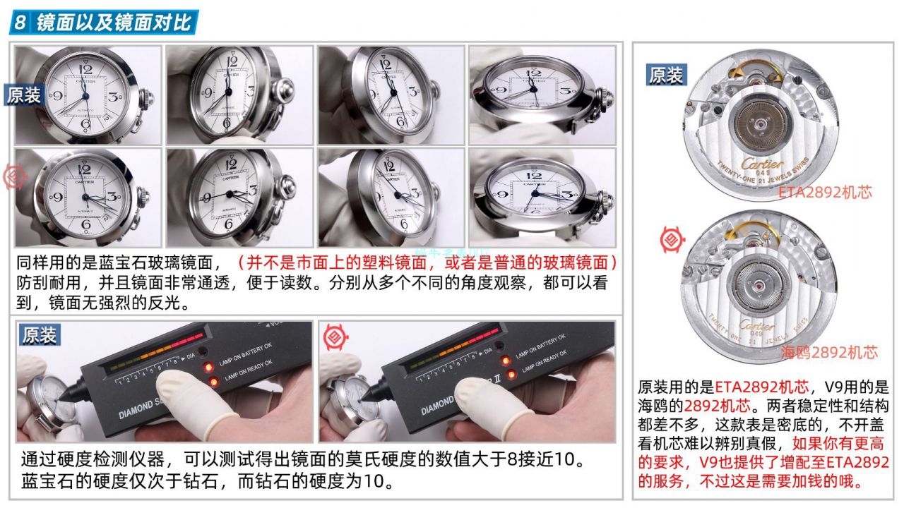 【高品质的复刻高仿手表】V9厂卡地亚帕莎女表W31074M7，W31075M7，WSPA0013腕表 / K319