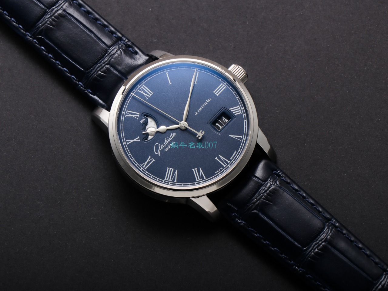 【视频最大的高仿手表网站】V9厂格拉苏蒂原创议员月相100-04-05-12-30腕表 / GLA069