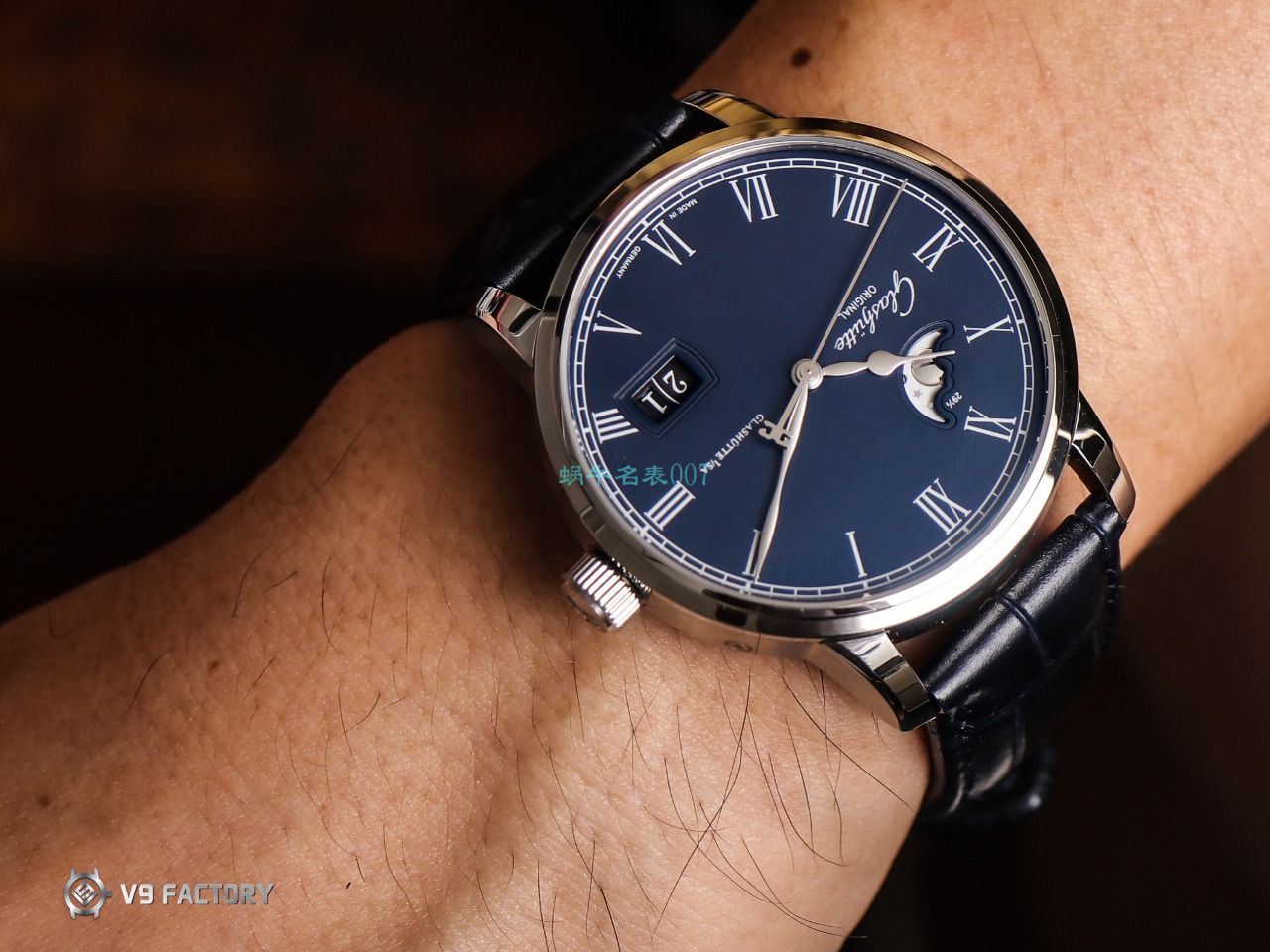 【视频最大的高仿手表网站】V9厂格拉苏蒂原创议员月相100-04-05-12-30腕表 / GLA069