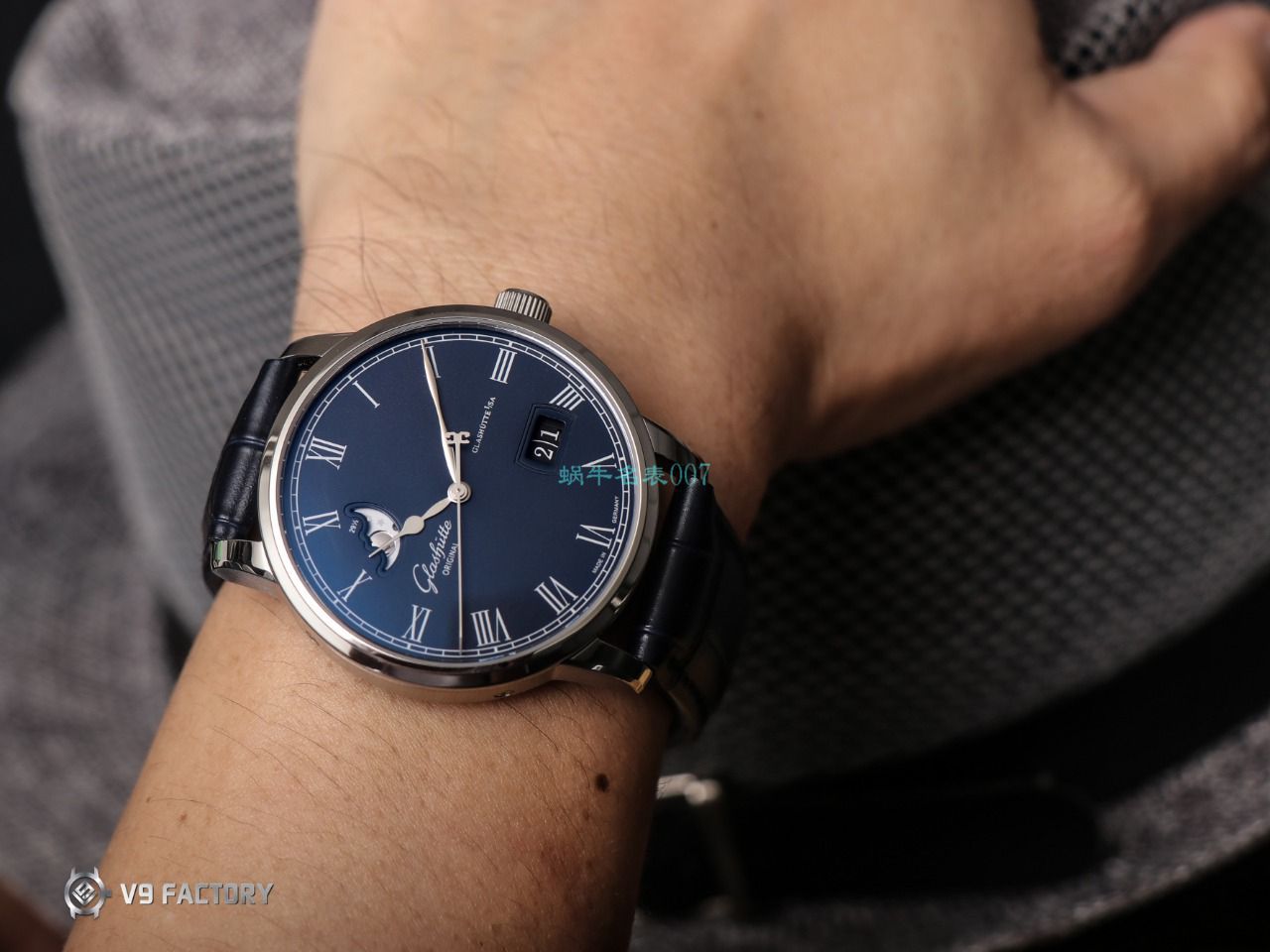 【视频最大的高仿手表网站】V9厂格拉苏蒂原创议员月相100-04-05-12-30腕表 / GLA069