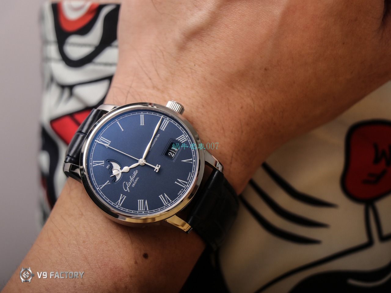 【视频最大的高仿手表网站】V9厂格拉苏蒂原创议员月相100-04-05-12-30腕表 / GLA069
