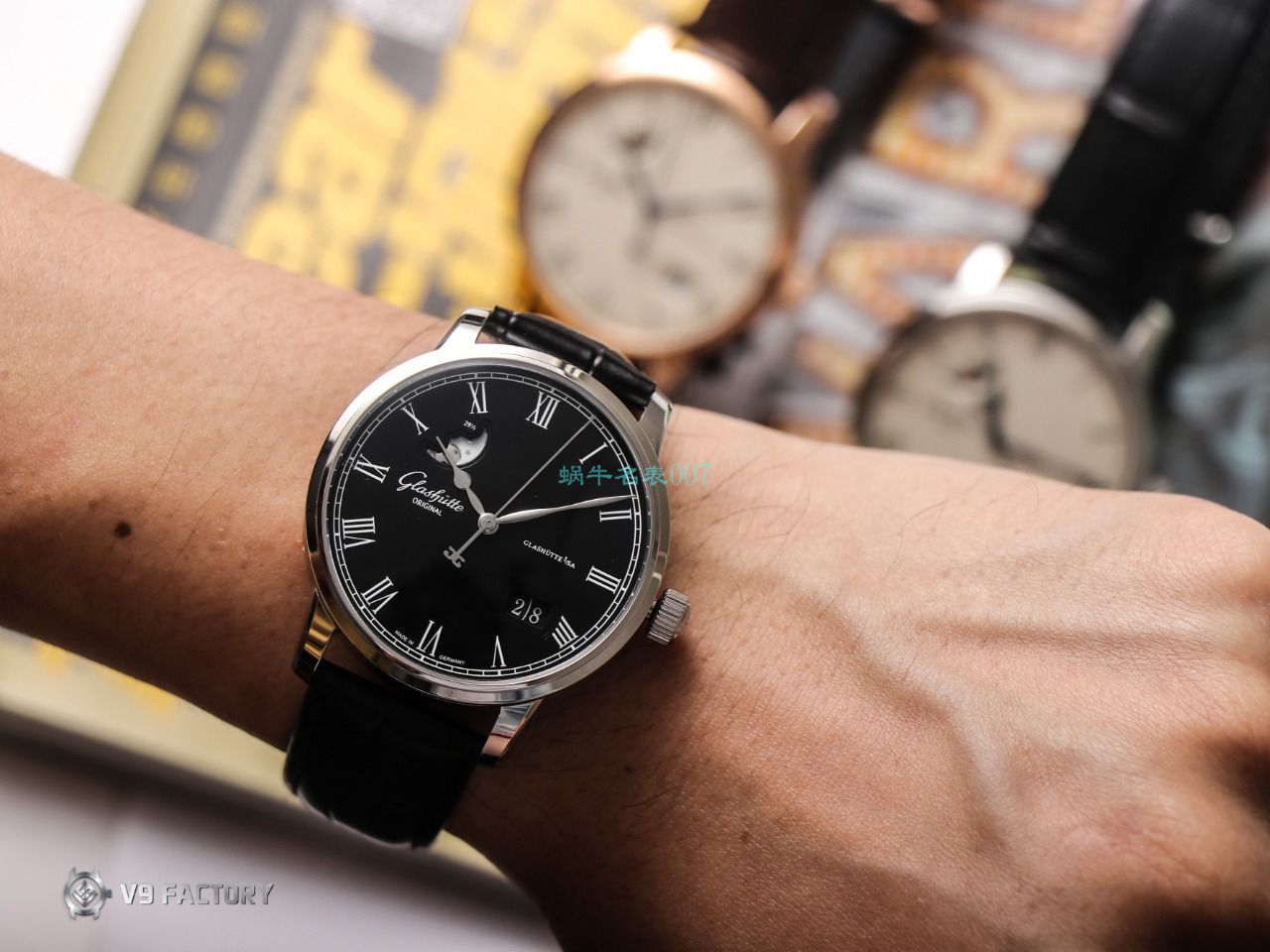 【视频最大的高仿手表网站】V9厂格拉苏蒂原创议员月相100-04-05-12-30腕表 / GLA069