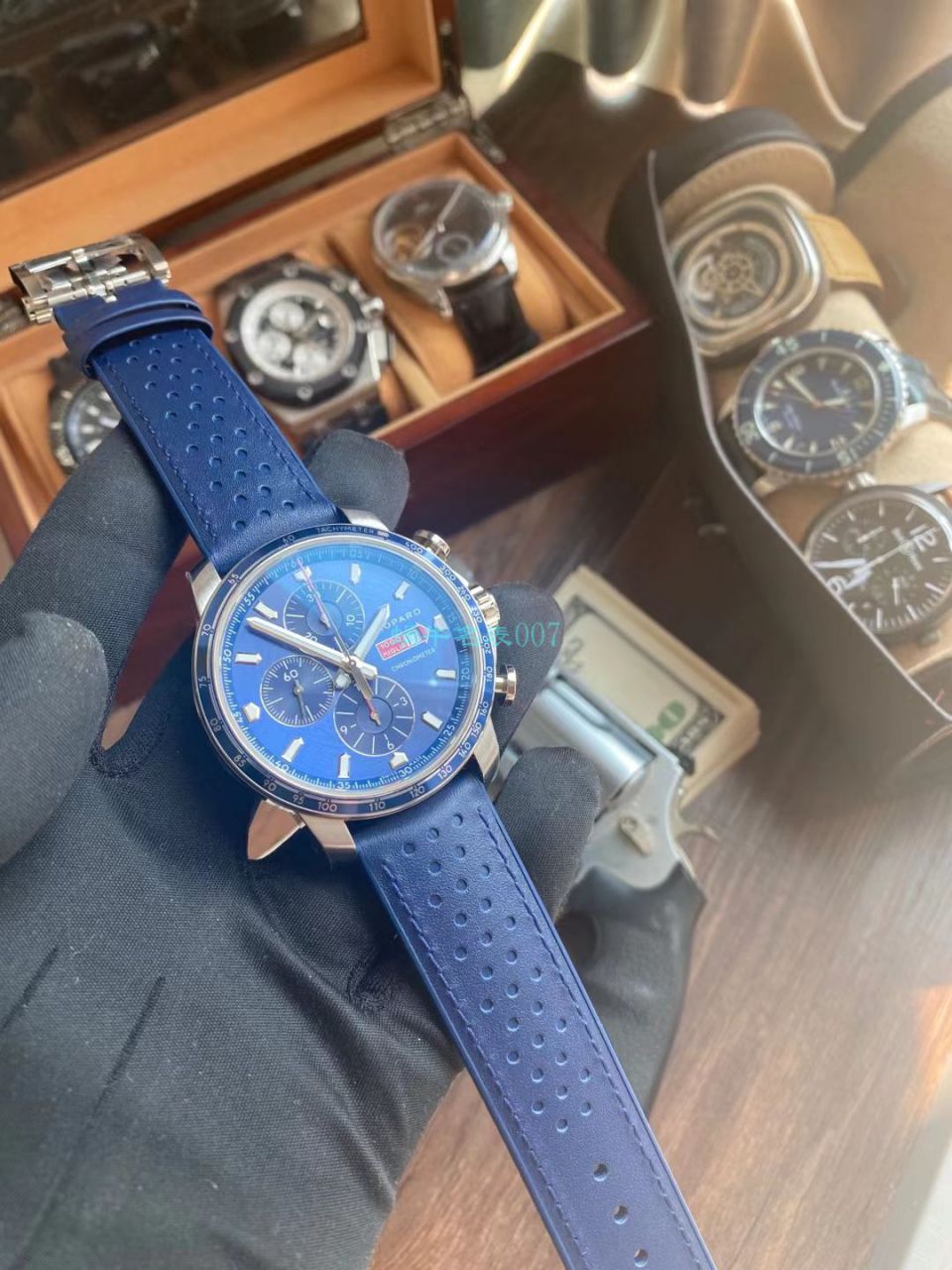 V7厂萧邦MILLE MIGLIA GTS AZZURRO 顶级复刻高仿168571-3007蓝面古董赛车主题腕表 / XB080
