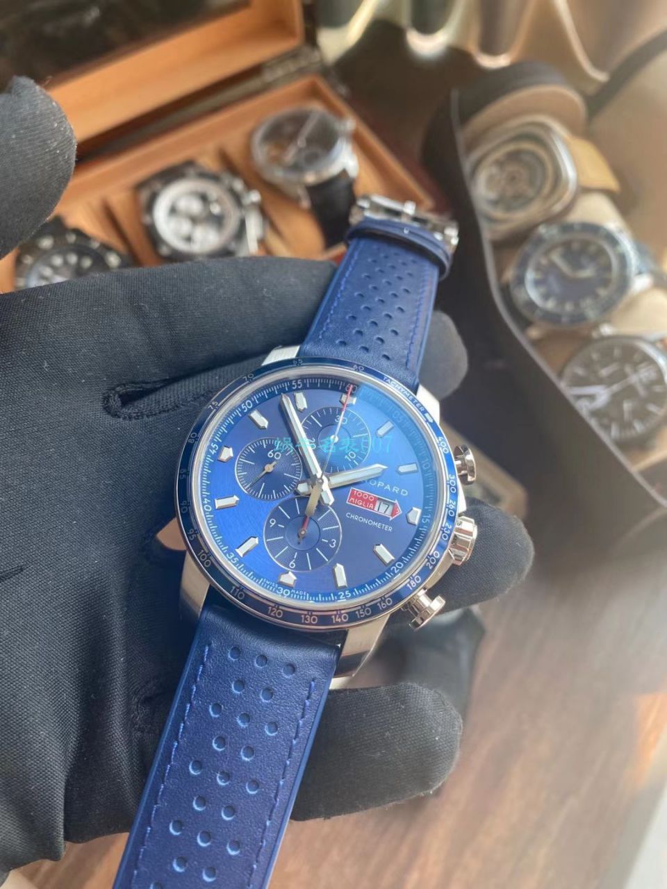 V7厂萧邦MILLE MIGLIA GTS AZZURRO 顶级复刻高仿168571-3007蓝面古董赛车主题腕表 / XB080