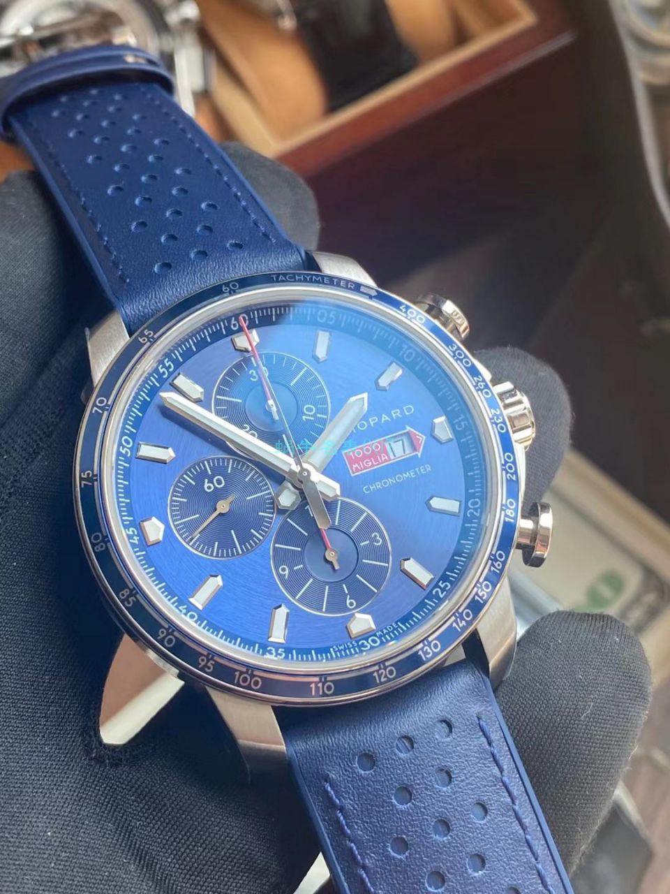 V7厂萧邦MILLE MIGLIA GTS AZZURRO 顶级复刻高仿168571-3007蓝面古董赛车主题腕表 / XB080