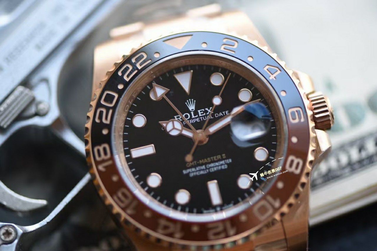 Clean厂C厂一比一精仿复刻高仿手表劳力士格林尼治型II全玫瑰金m126715chnr-0001腕表 / R775