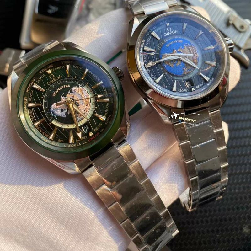 VS厂欧米茄海马150世界时绿面盘一比一复刻手表220.30.43.22.10.001腕表