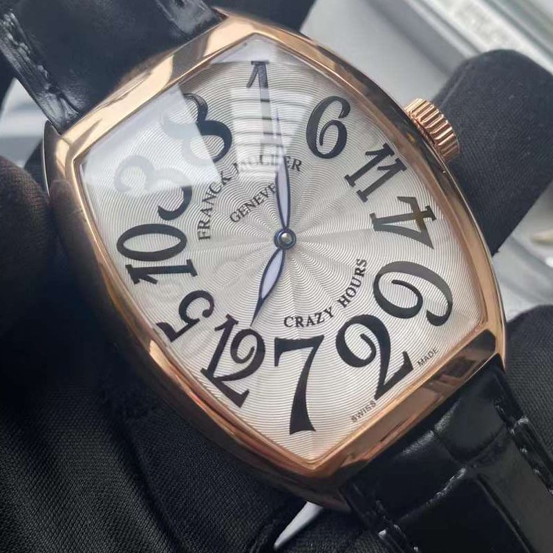 视频评测法穆兰CRAZY HOURS 系列8880 CH 顶级复刻高仿乱跳时间玫瑰金表壳黑面时标白盘腕表