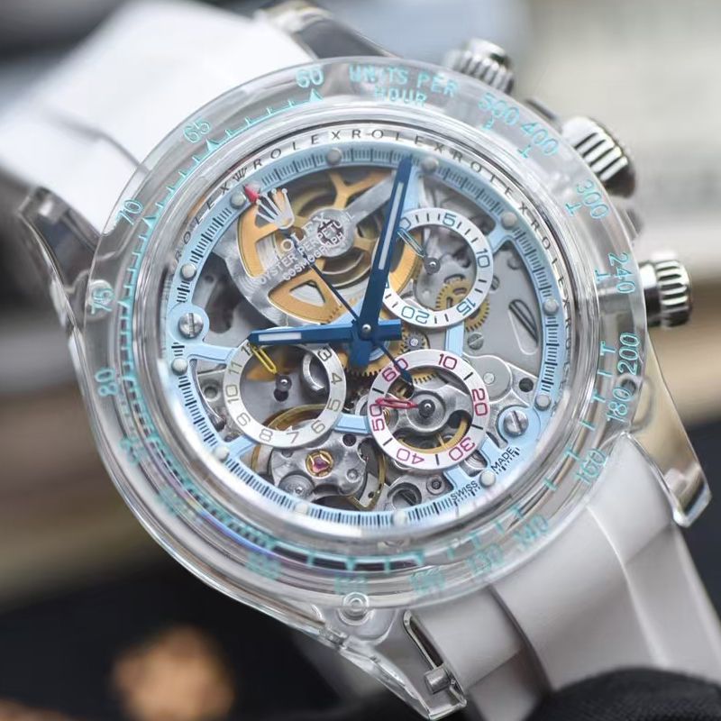 视频评测高阶定制版全透明水晶壳超级镂空4130劳力士迪通拿手表