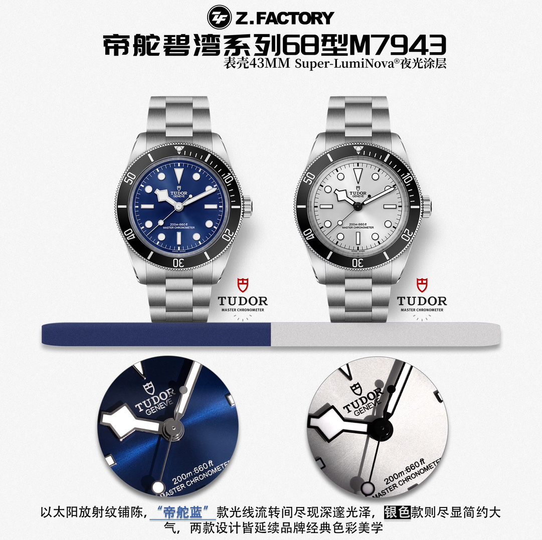 ZF帝舵碧湾系列M7943A1A0NU-0001,M7943A1A0NU-0002腕表 /  