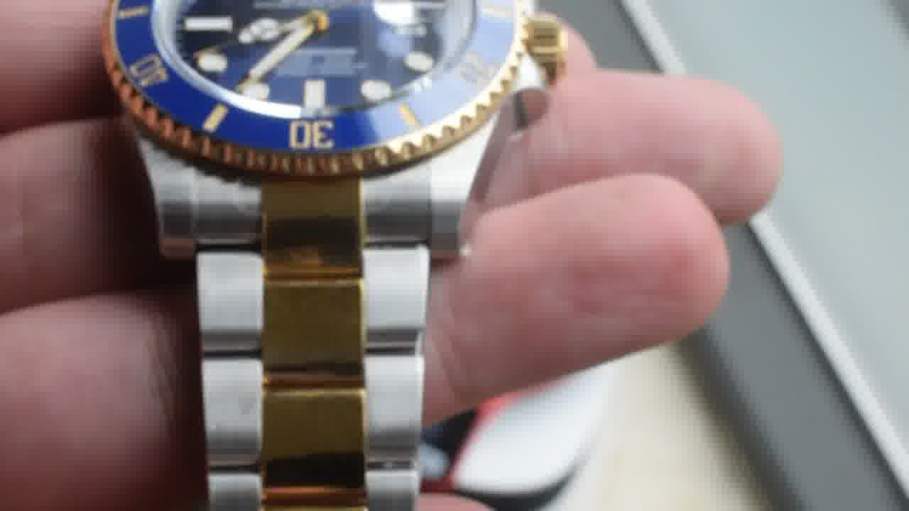 视频评测VS厂V2配重170克+劳力士潜航者型间金蓝水鬼顶级复刻m126613lb-0002腕表 /  