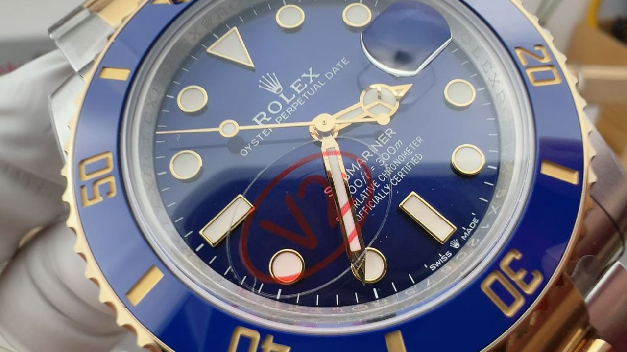 视频评测VS厂V2配重170克+劳力士潜航者型间金蓝水鬼顶级复刻m126613lb-0002腕表 /  