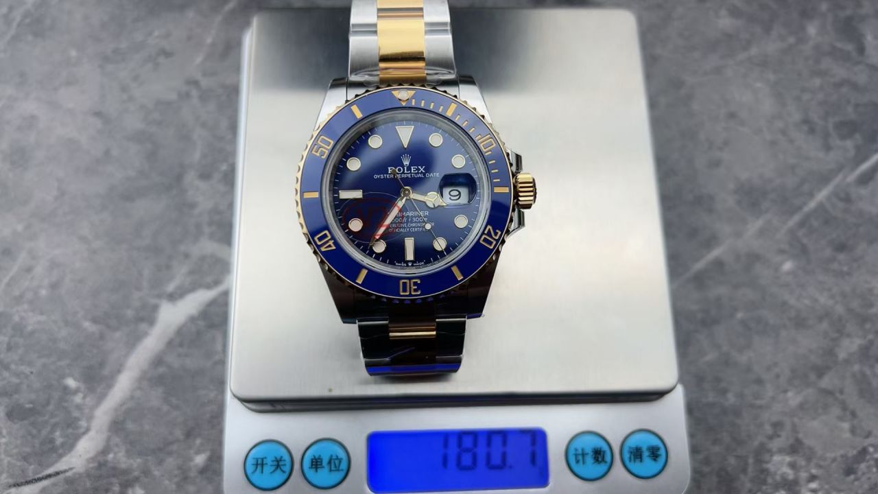 视频评测VS厂V2配重170克+劳力士潜航者型间金蓝水鬼顶级复刻m126613lb-0002腕表 /  