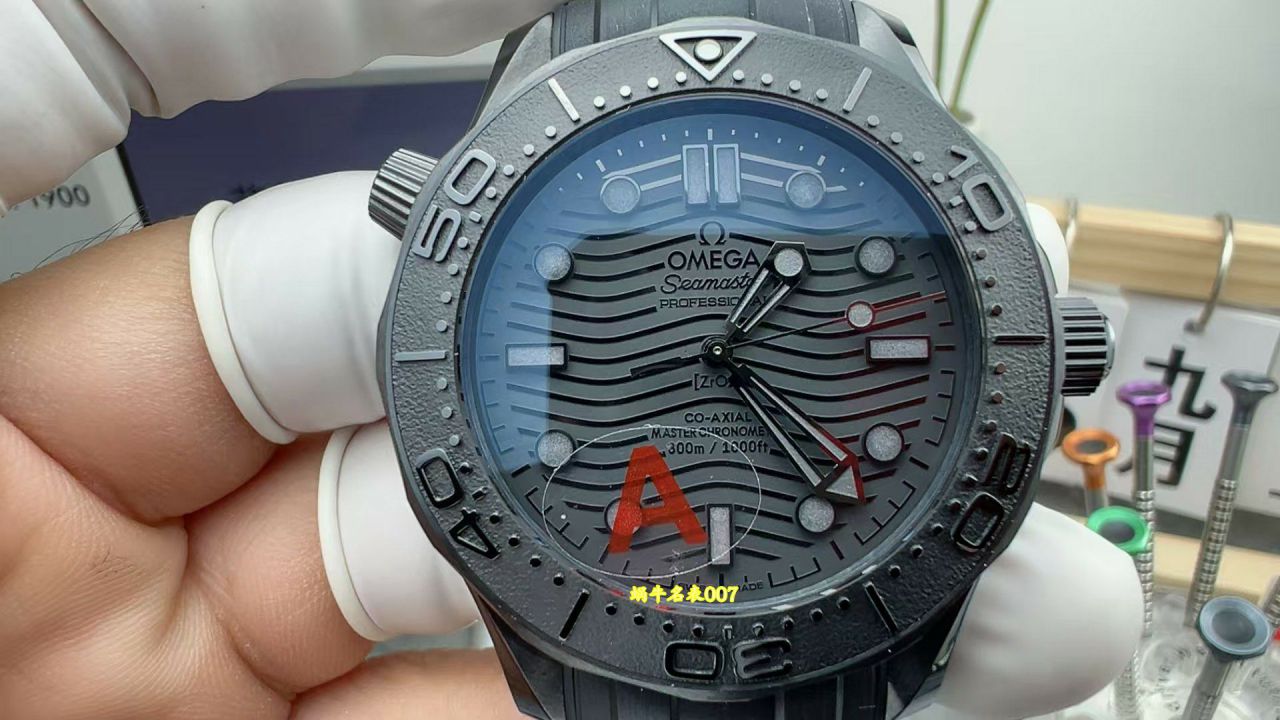 视频评测VS厂V4墨黑欧米茄海马复刻高仿手表210.92.44.20.01.003腕表