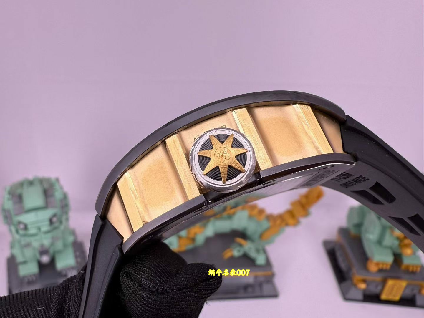 高端订制Richard Mille RM 47 rm047 18k真金包金黑陶瓷原装数据壳套复刻手表 /  