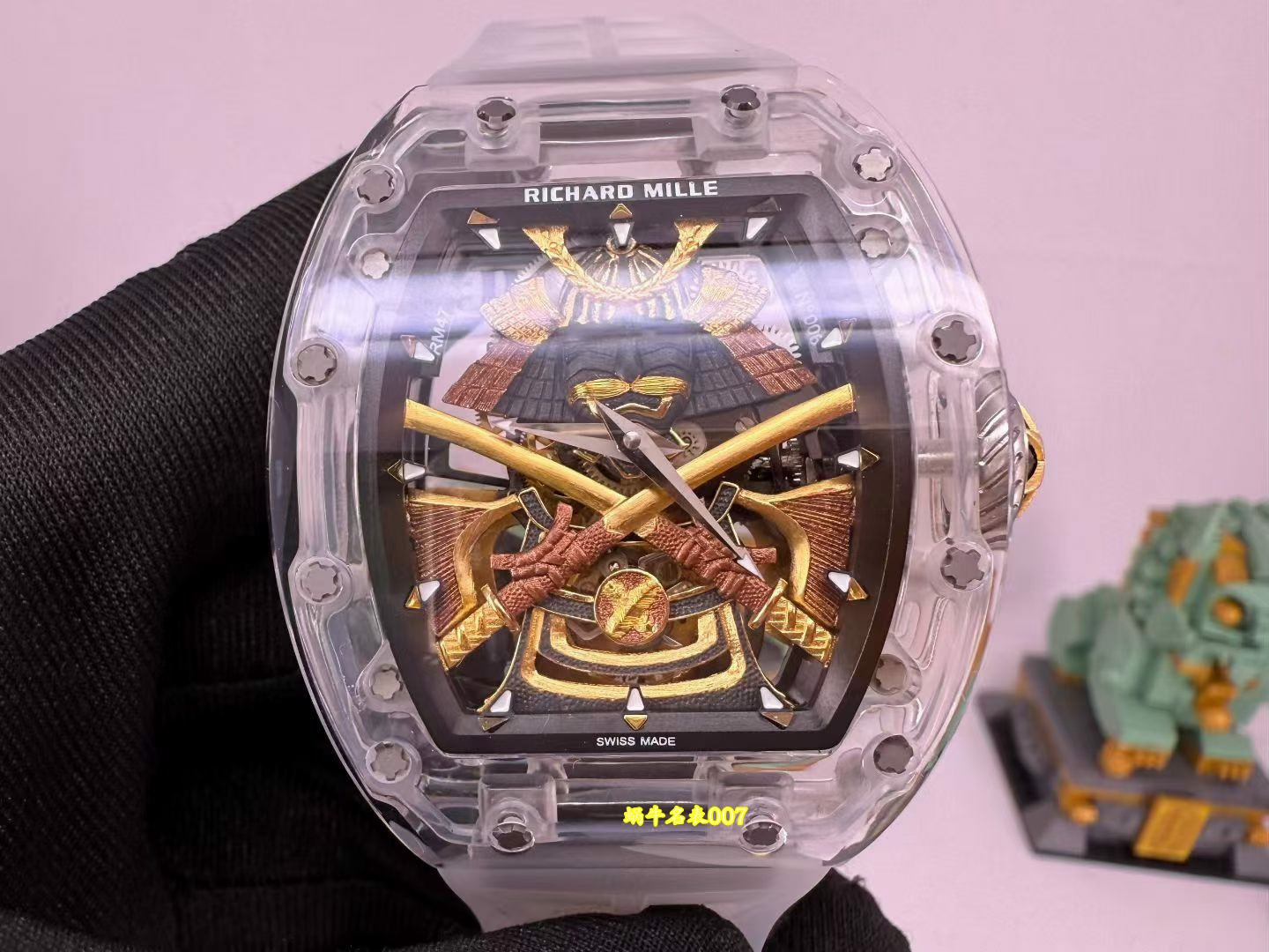 高端订制Richard Mille RM 47 rm047 18k真金包金黑陶瓷原装数据壳套复刻手表 /  