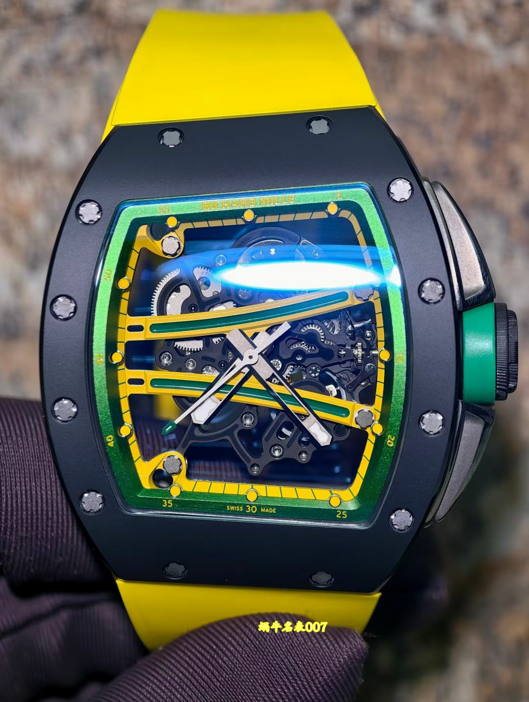 高级私人定制黑陶瓷绿跑道Richard Miller理查德米勒RM61-01顶级复刻手表 /  