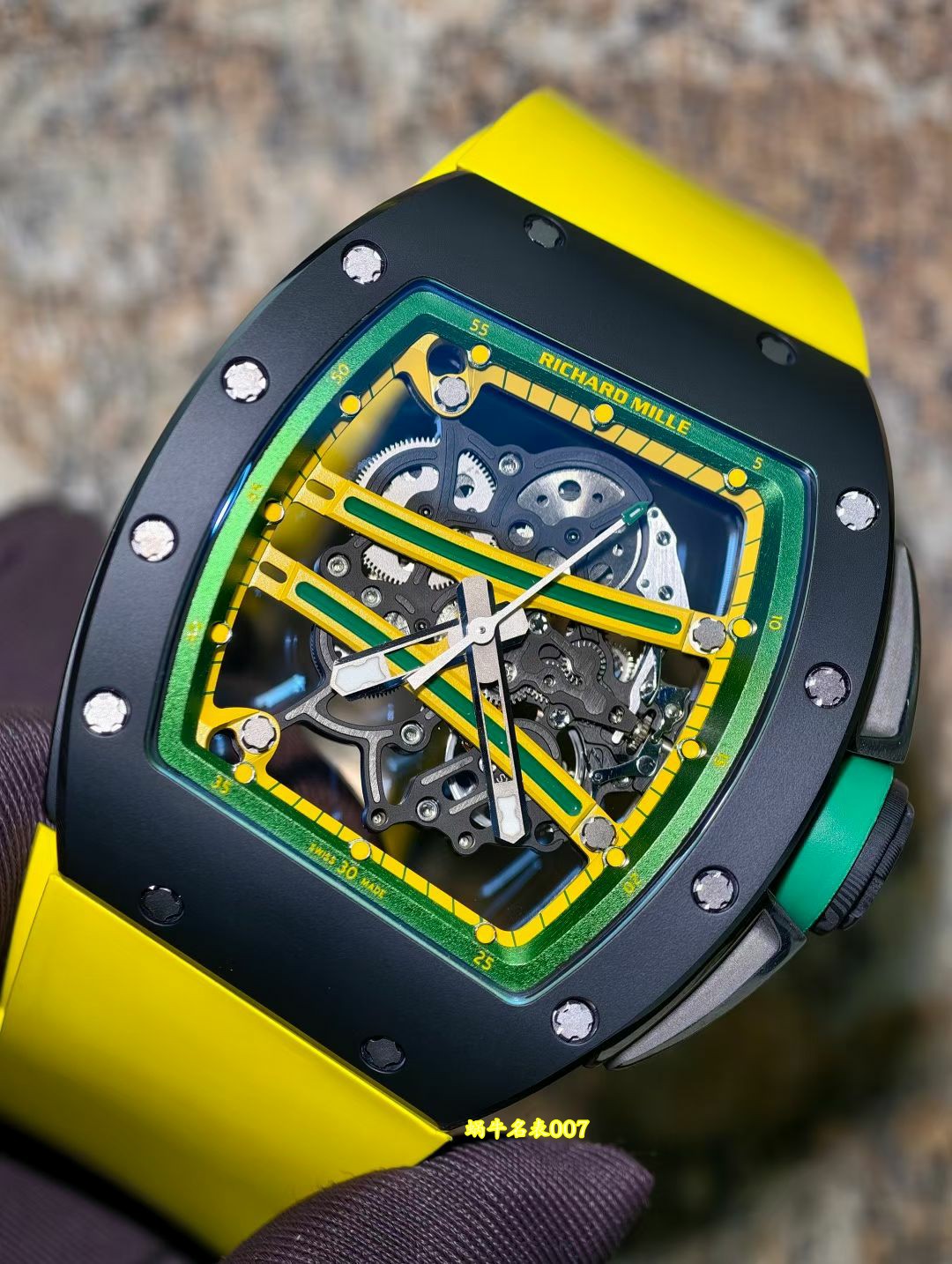 高级私人定制黑陶瓷绿跑道Richard Miller理查德米勒RM61-01顶级复刻手表 /  