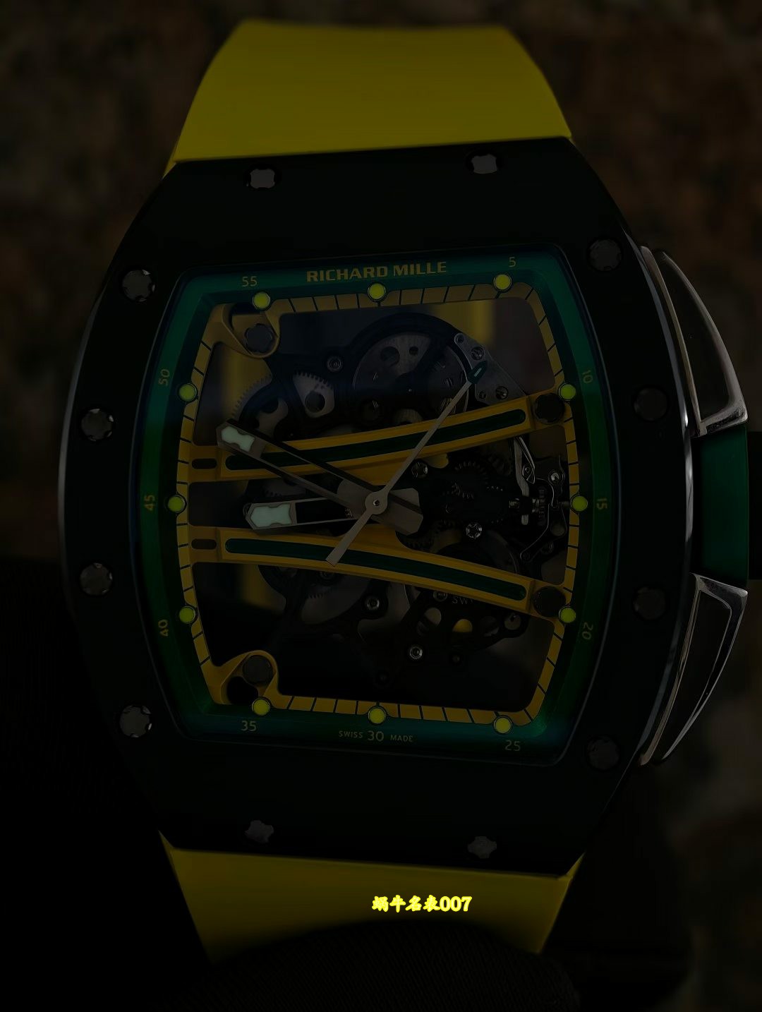 高级私人定制黑陶瓷绿跑道Richard Miller理查德米勒RM61-01顶级复刻手表 /  