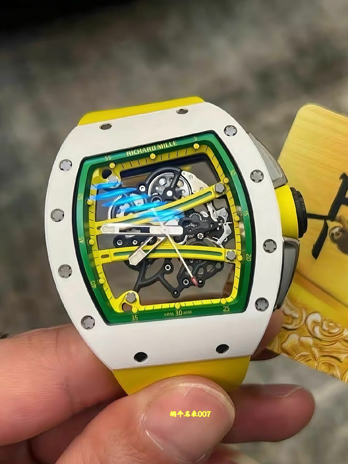 高级私人定制黑陶瓷绿跑道Richard Miller理查德米勒RM61-01顶级复刻手表 /  