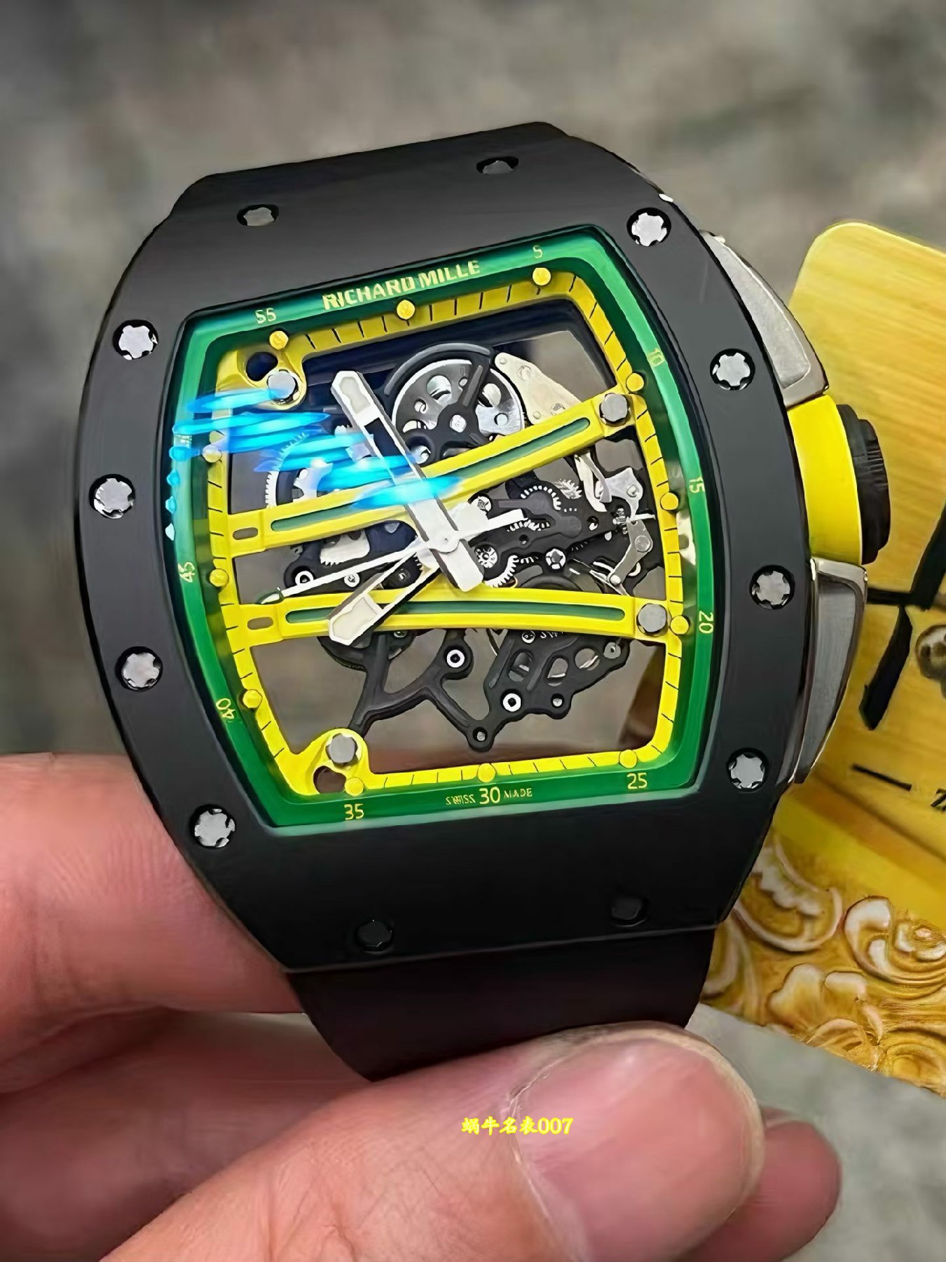 高级私人定制黑陶瓷绿跑道Richard Miller理查德米勒RM61-01顶级复刻手表 /  