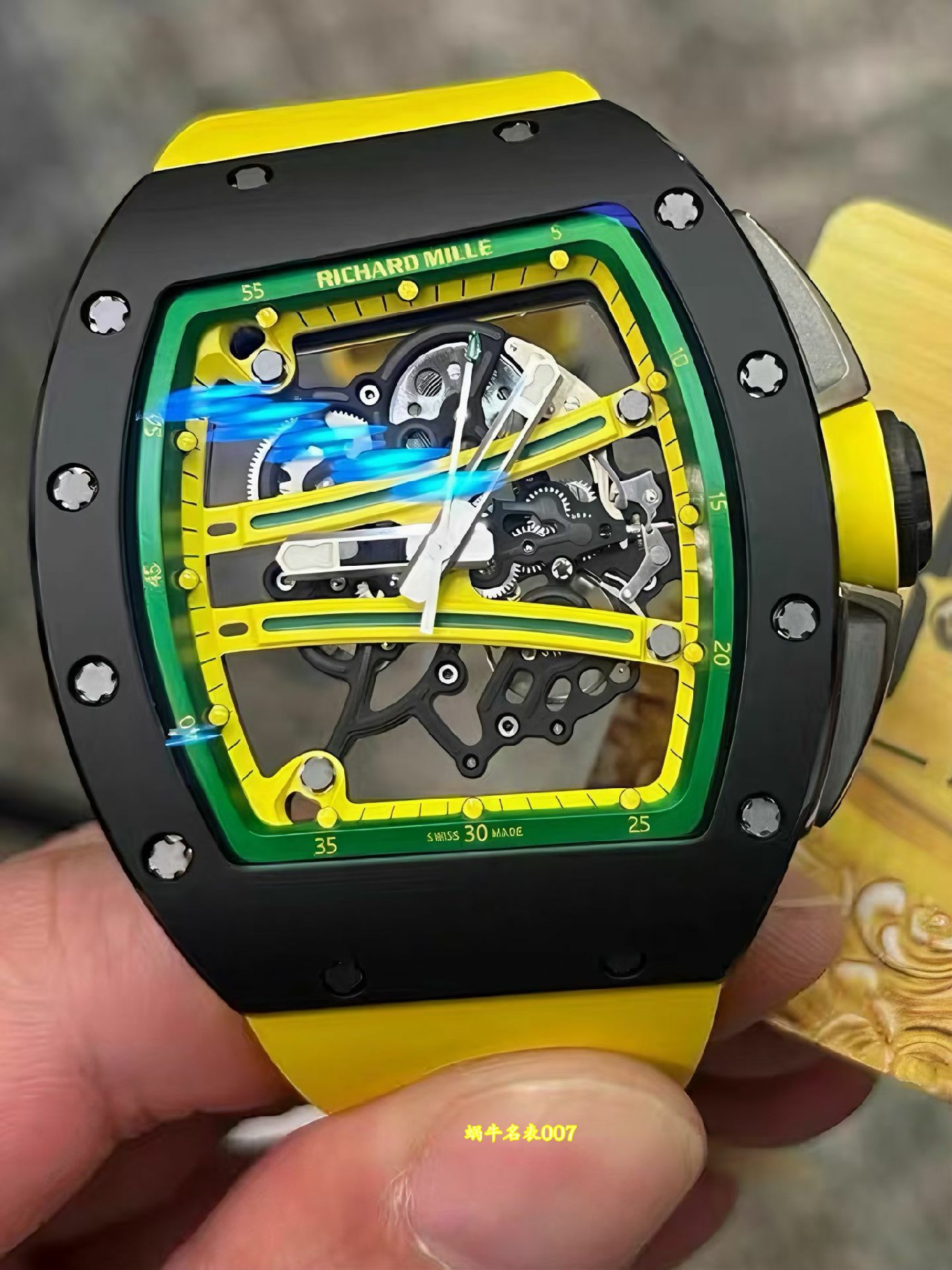 高级私人定制黑陶瓷绿跑道Richard Miller理查德米勒RM61-01顶级复刻手表 /  