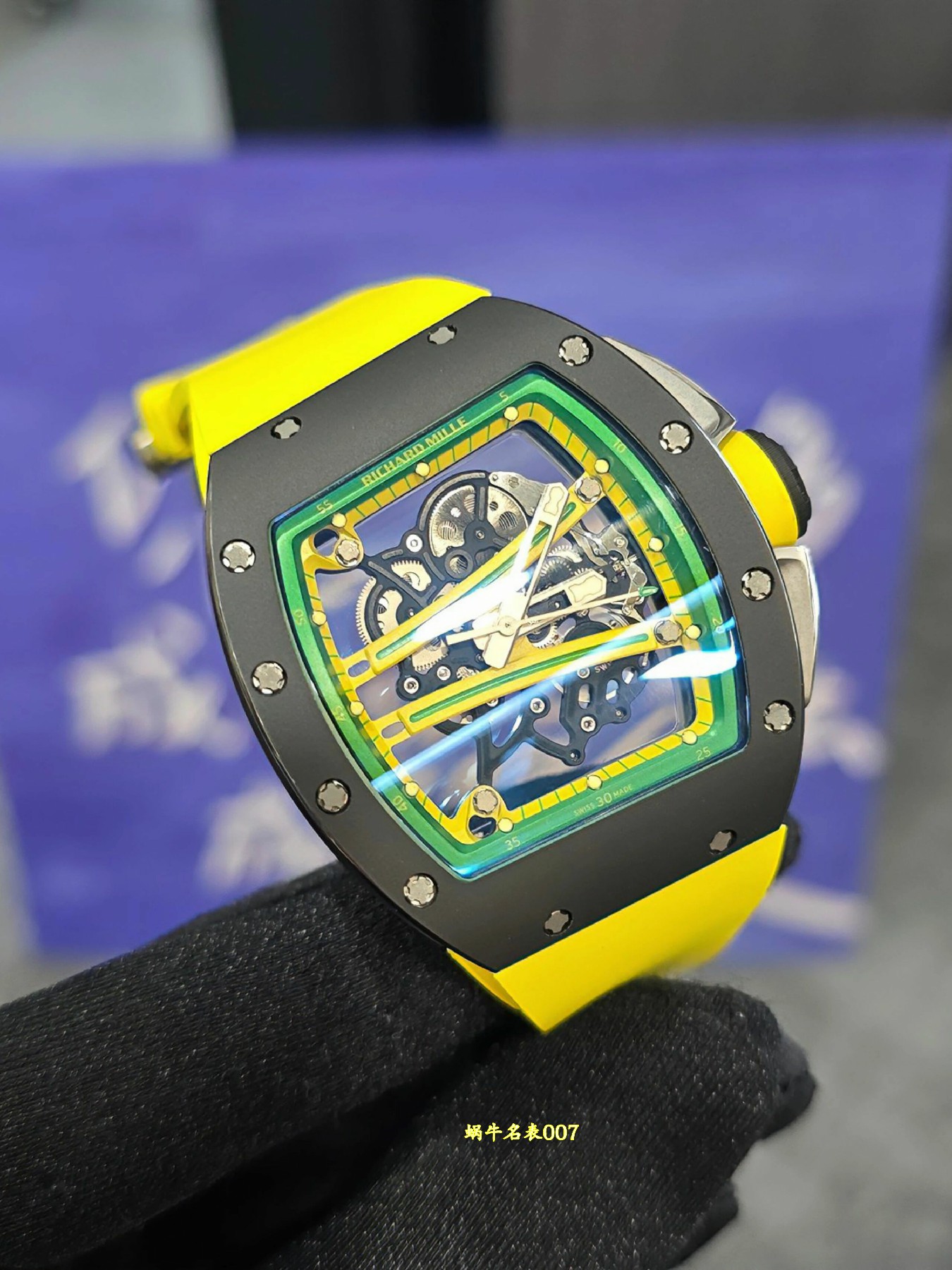 高级私人定制黑陶瓷绿跑道Richard Miller理查德米勒RM61-01顶级复刻手表 /  