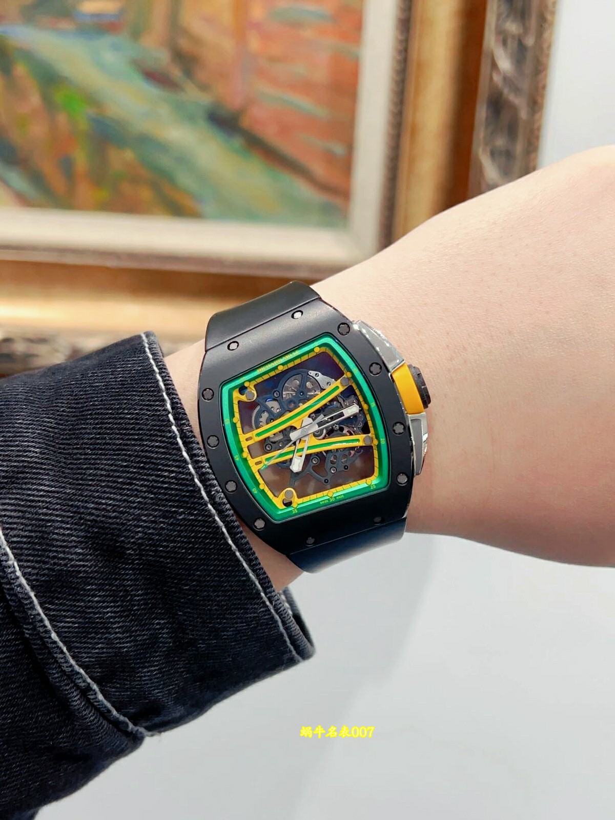 高级私人定制黑陶瓷绿跑道Richard Miller理查德米勒RM61-01顶级复刻手表 /  