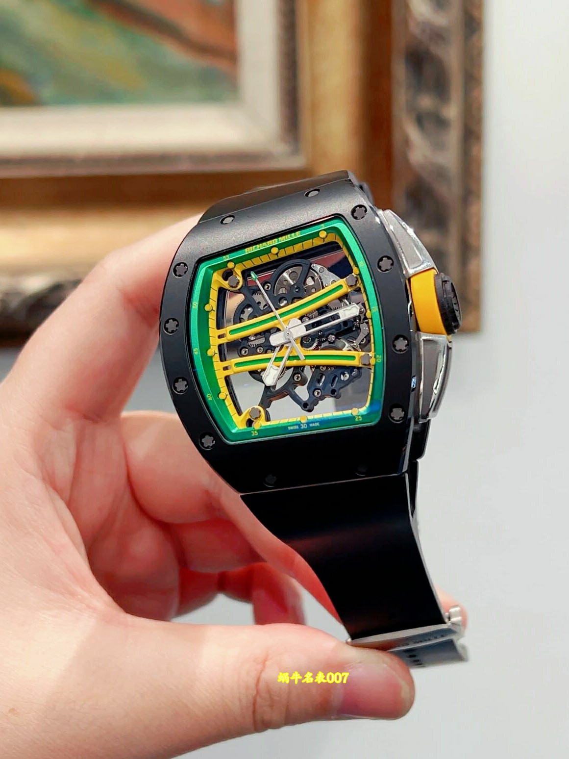 高级私人定制黑陶瓷绿跑道Richard Miller理查德米勒RM61-01顶级复刻手表 /  