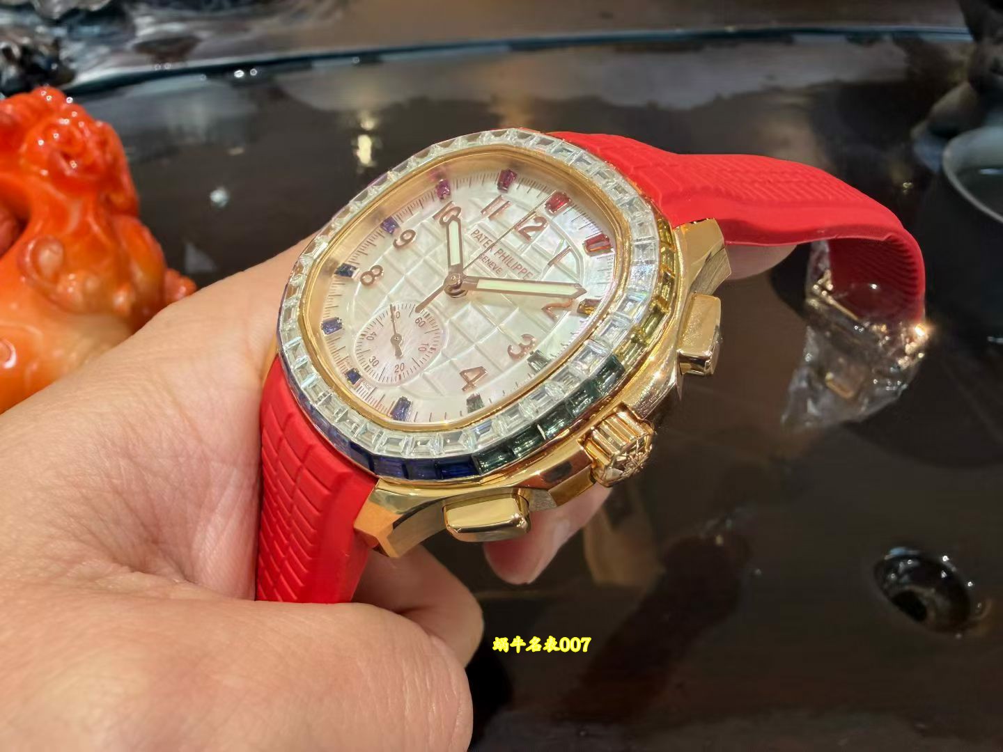 高端百达翡丽18K真金包金镶钻加工AQUANAUT系列7968/300R-001复刻腕表 /  