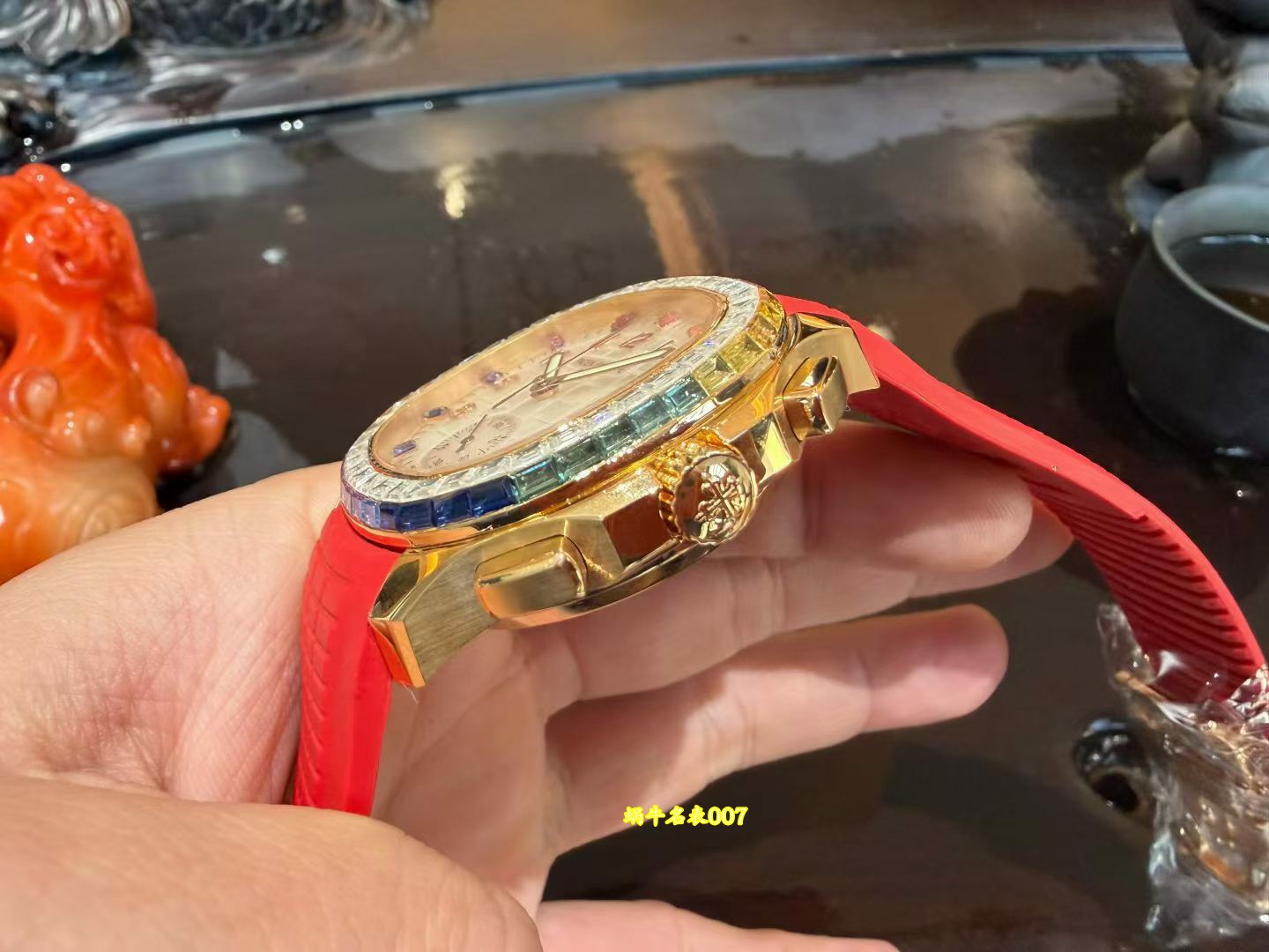 高端百达翡丽18K真金包金镶钻加工AQUANAUT系列7968/300R-001复刻腕表 /  