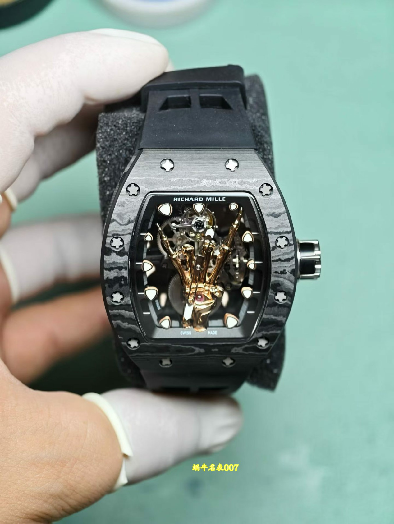 理查德米尔rm066金手指陀飞轮 高端私人定制 发货实拍 碳纤维 蓝宝水晶都可以定制 /  