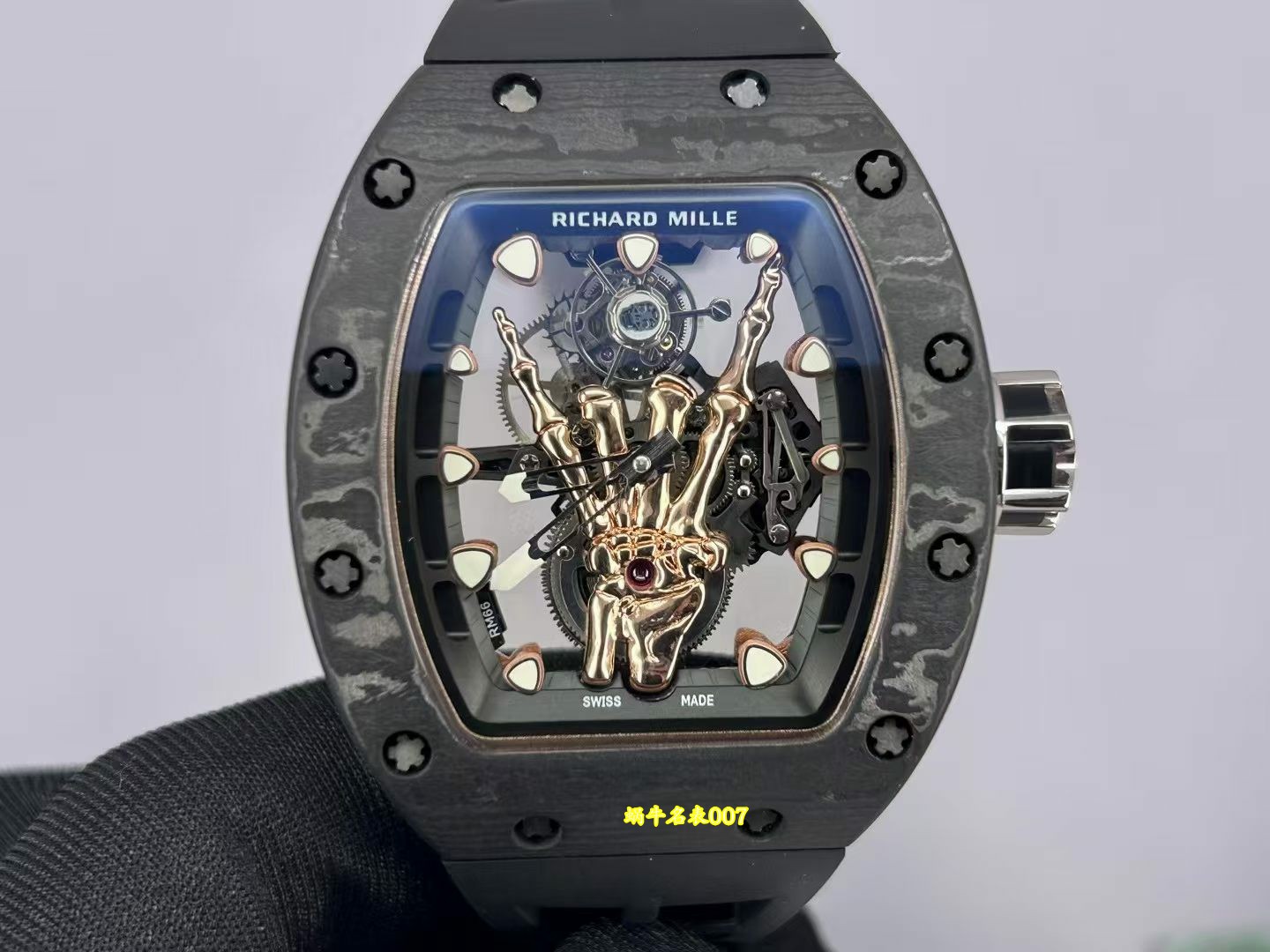 理查德米尔rm066金手指陀飞轮 高端私人定制 发货实拍 碳纤维 蓝宝水晶都可以定制 /  