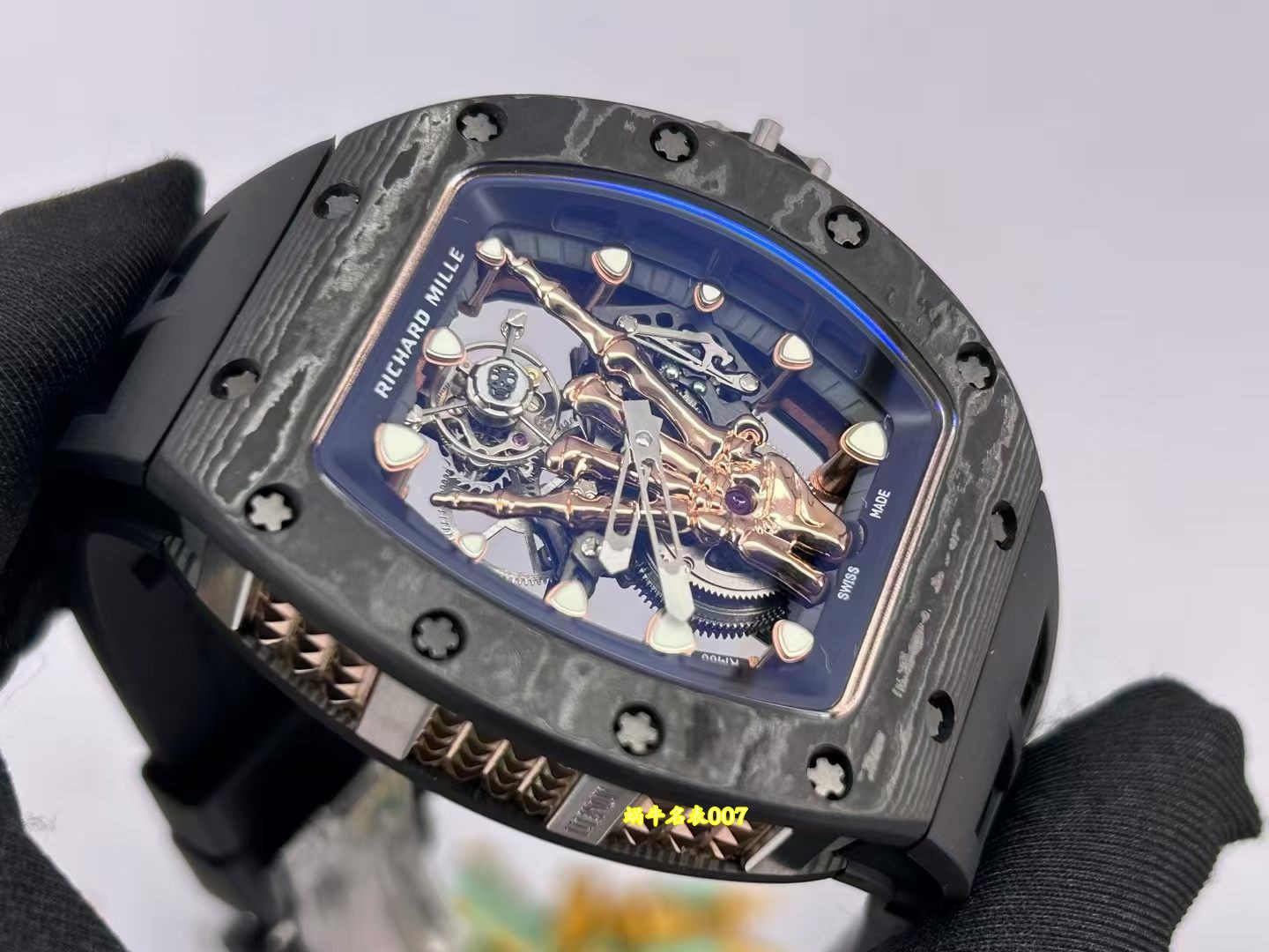 理查德米尔rm066金手指陀飞轮 高端私人定制 发货实拍 碳纤维 蓝宝水晶都可以定制 /  