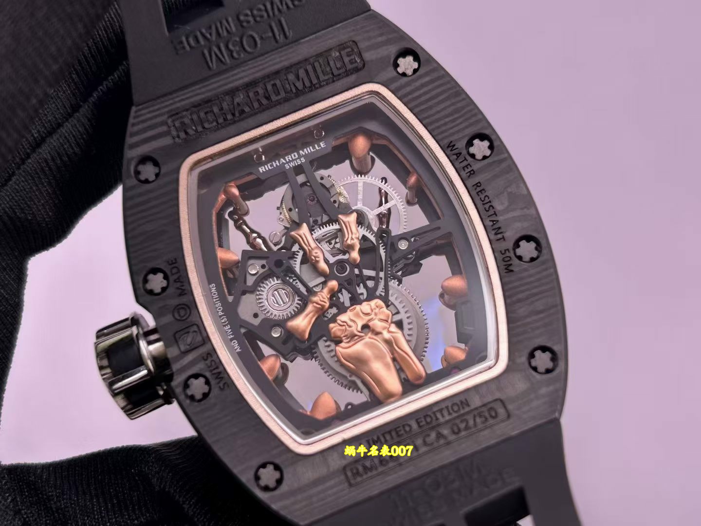 理查德米尔rm066金手指陀飞轮 高端私人定制 发货实拍 碳纤维 蓝宝水晶都可以定制 /  