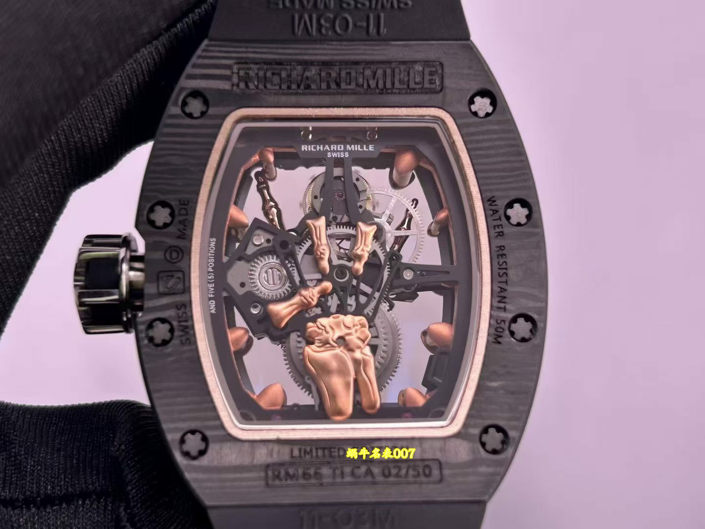 理查德米尔rm066金手指陀飞轮 高端私人定制 发货实拍 碳纤维 蓝宝水晶都可以定制 /  