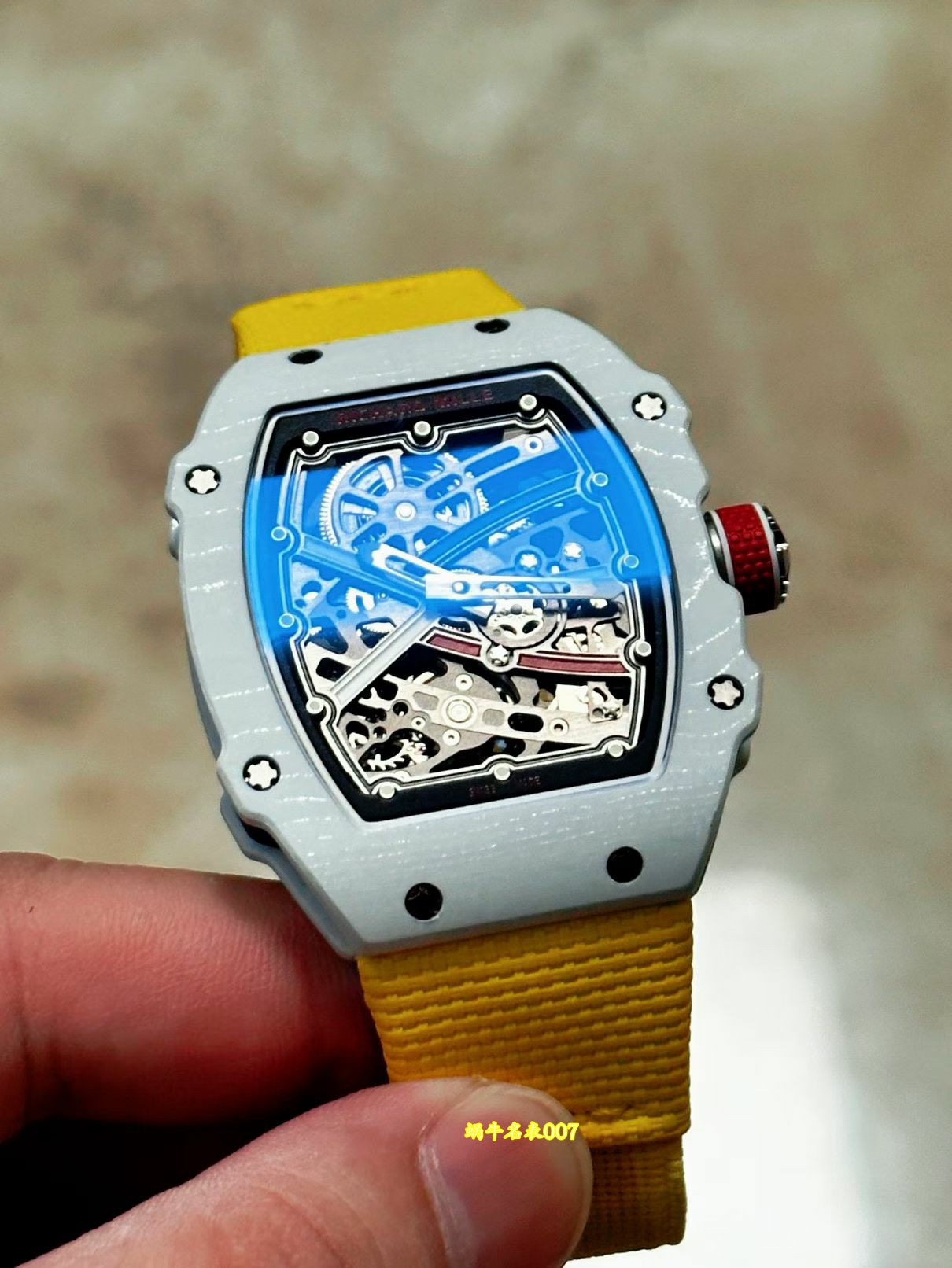 高端定制复刻腕表Richard mille理查德米勒RM67-02白法国正品荧光碳纤维 /  