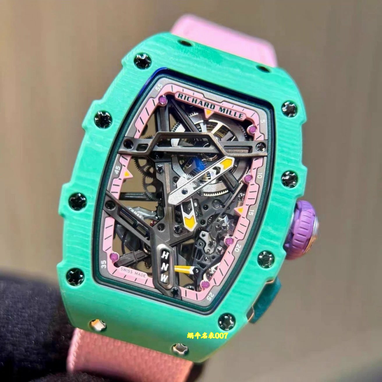 高端定制Richard Mille女士系列RM07-04 SALMON-PINK顶级复刻腕表 /  
