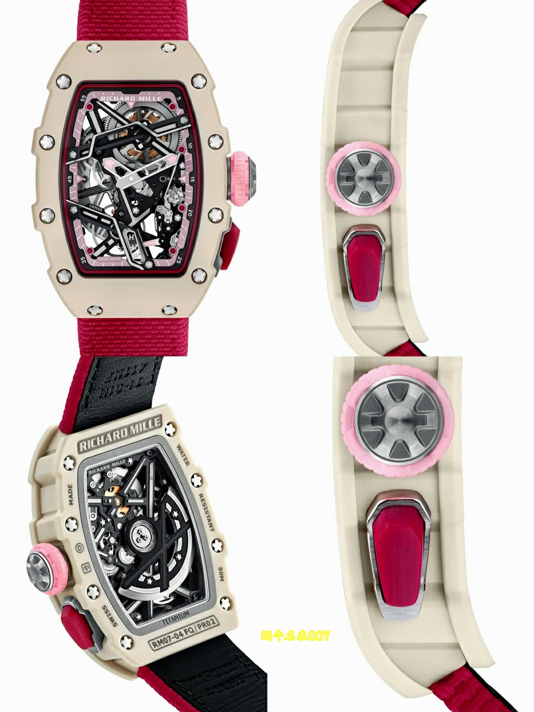 高端定制Richard Mille女士系列RM07-04 SALMON-PINK顶级复刻腕表 /  