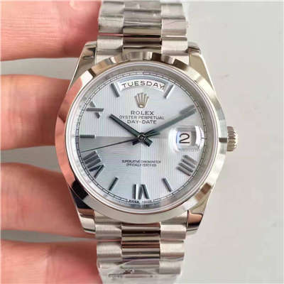 【N厂一比一超A高精仿手表】劳力士星期日历型系列228206冰蓝暗纹盘男士机械腕表