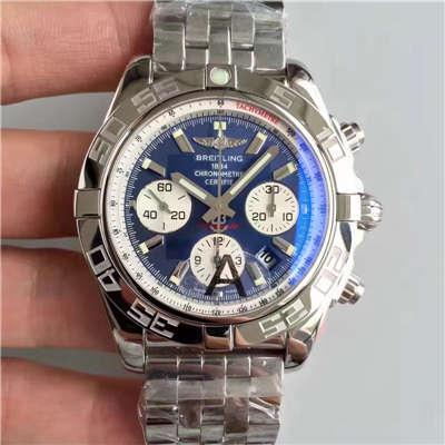 【JF厂一比一高精仿手表】百年灵机械计时系列AB011011/C788(Pilot飞行员精钢表链)腕表